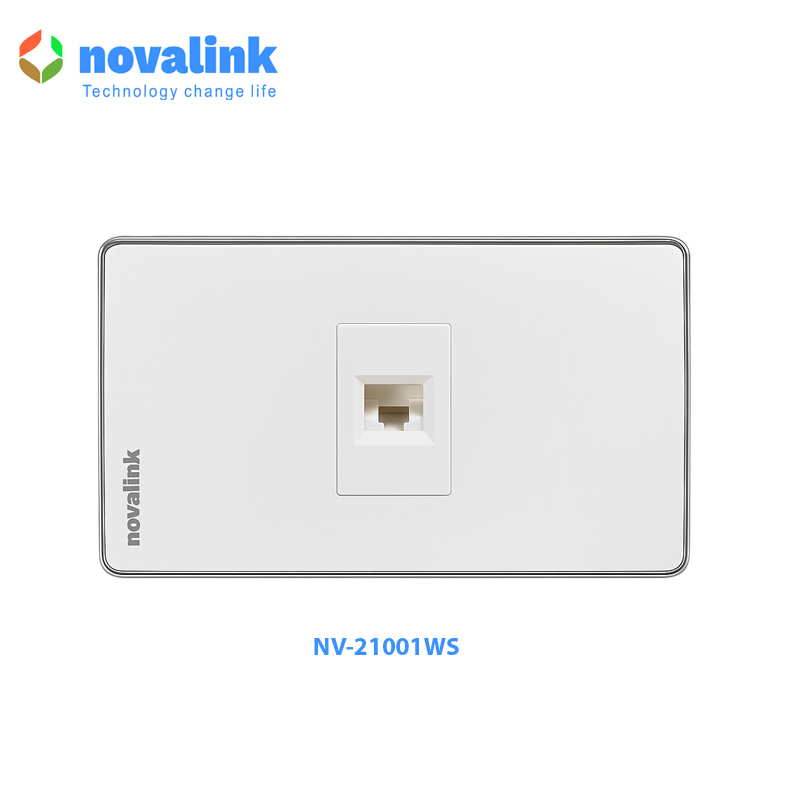 Mặt mạng 1 cổng chính hãng Novalink hình chữ nhật âm tường NV-21001WS