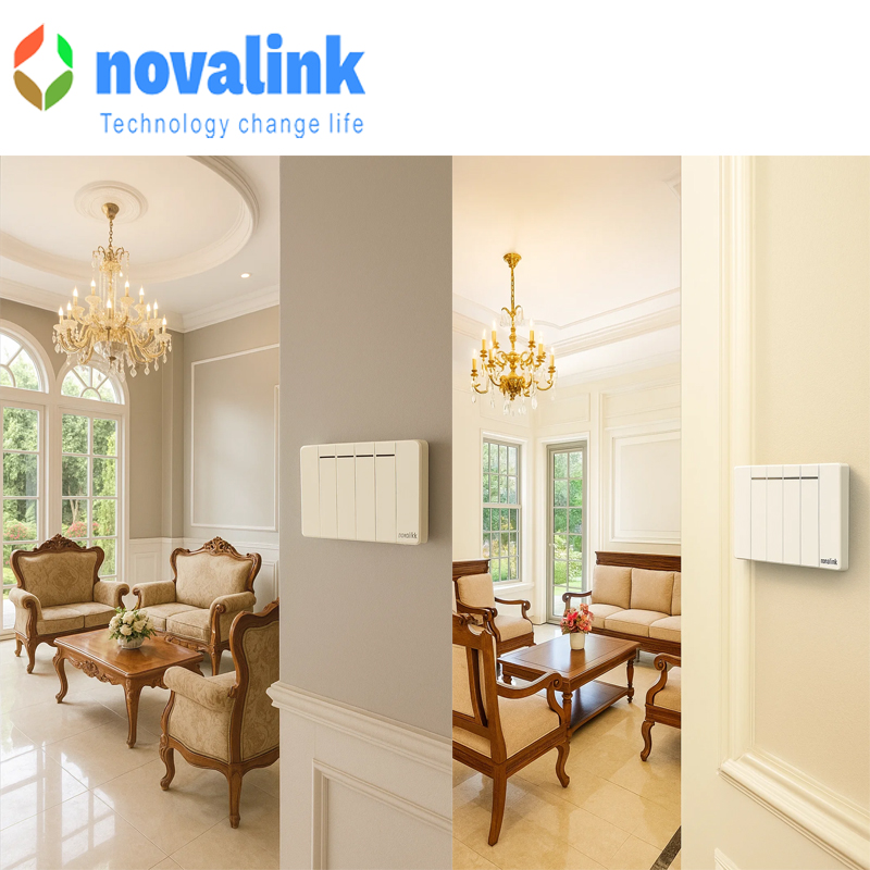Bộ Mặt 4 công tắc 1 chiều khung nhôm cao cấp hình chữ nhật màu trắng điện áp 220V-250V công xuất 10A  hàng cao cấp