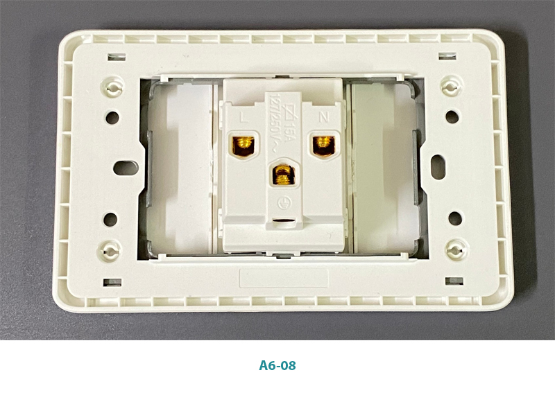 Bộ mặt ổ cắm đơn 3 chấu đa năng Novalink mã A6-08 Công xuất 15A điện áp 220V-250V hàng cao cấp