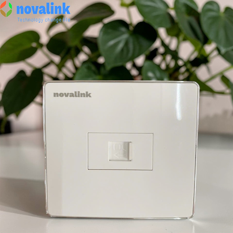 Bộ ổ cắm mạng 1 cổng cat6 h&igrave;nh vu&ocirc;ng novalink NV-22001SW+ CC-04-00231