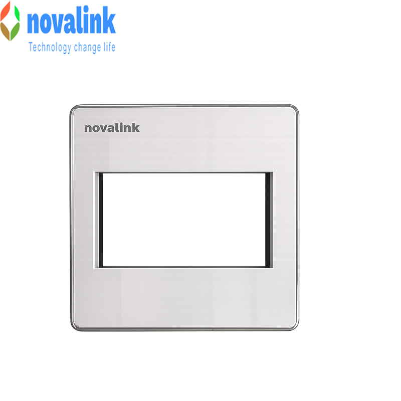 Mặt mạng công tắc ổ cắm 3 cổng hình vuông kích thước 86*86 Mã NV-22003SW chính hãng novalink