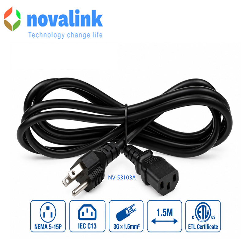 Dây nguồn 3 chân dài 1.5m tiết diện 3*1.5mm Novalink mã NV-53103A