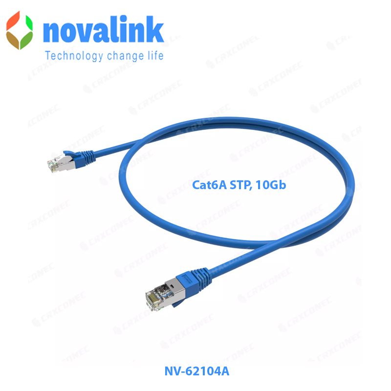 Dây nhảy mạng cat6A STP dài 10m màu xanh Novalink NV-62109BL tốc độ 10GbpS chính hãng