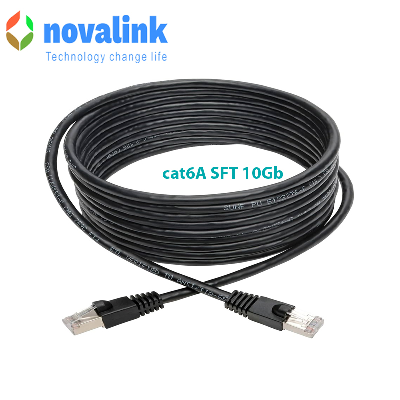 Dây nhẩy mạng cat6A STP tốc độ 10Gb dài 3m mầu đen novalink mã NV-62105B