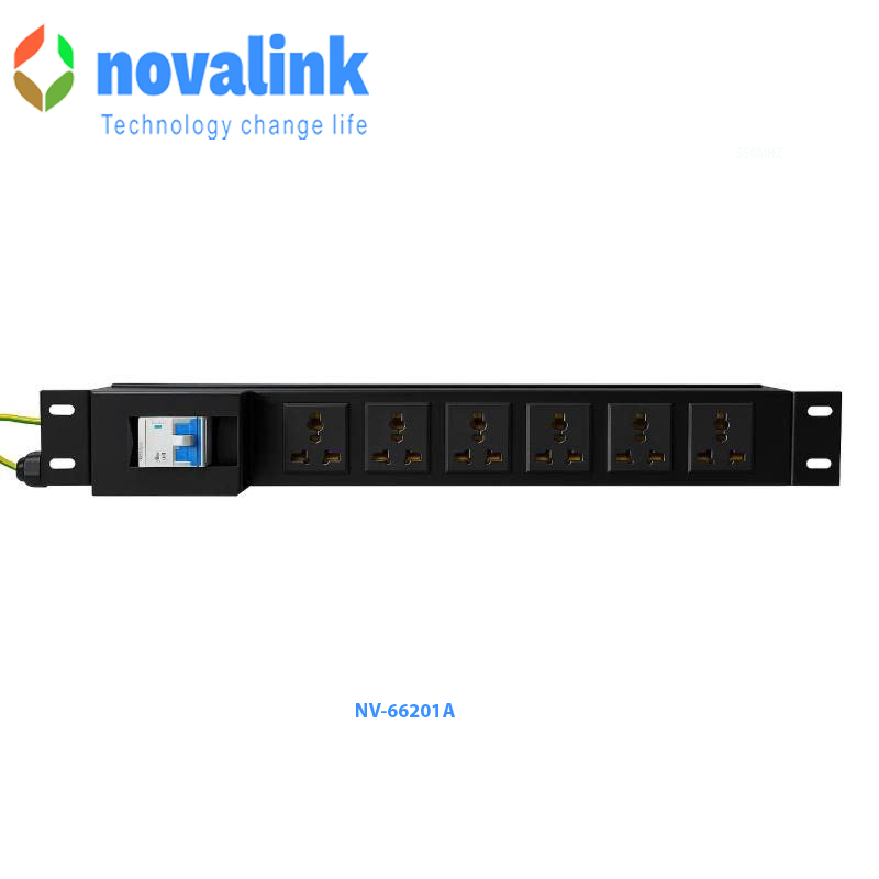 Thanh nguồn PDU 6 ổ cắm 3 chấu đa năng Novalink mã NV-66201A