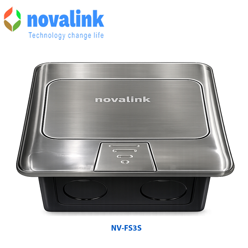 Hộp điện âm sàn cao cấp Novalink NV-FS3S màu bạc với 3 moduels chính hãng