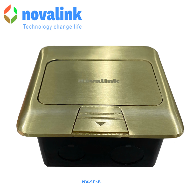 Hộp ổ điện âm sàn cao cấp Novalink NV-FS3SB màu đồng với 3 ổ cắm tùy chọn
