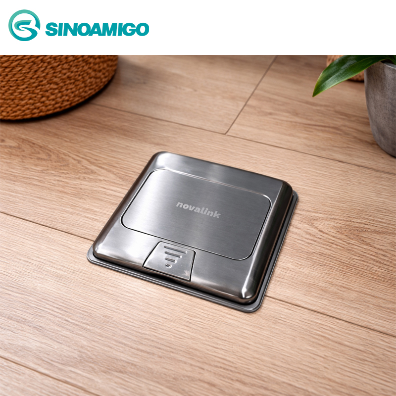 Hộp điện âm sàn cao cấp Novalink NV-FS3S màu bạc với 3 moduels chính hãng