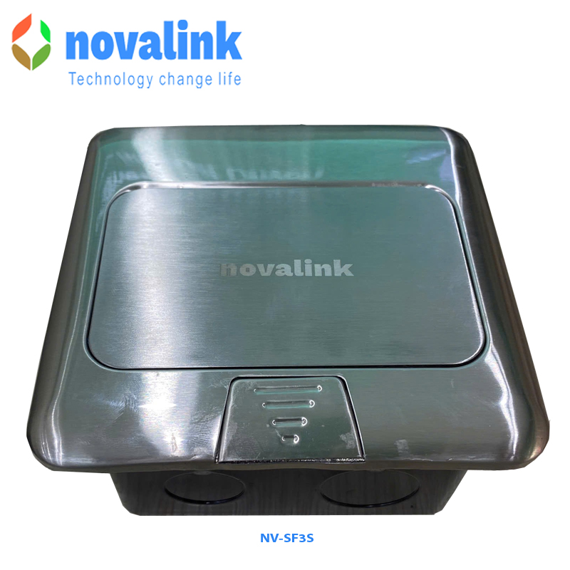 Hộp điện âm sàn cao cấp Novalink NV-FS3S màu bạc với 3 moduels chính hãng