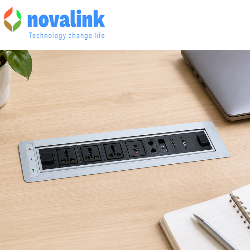 Ổ Điện &Acirc;m B&agrave;n Novalink NV-ST803E Mở Xoay 180 Độ , Giải Ph&aacute;p Kết Nối Hiện Đại Cho B&agrave;n L&agrave;m Việc