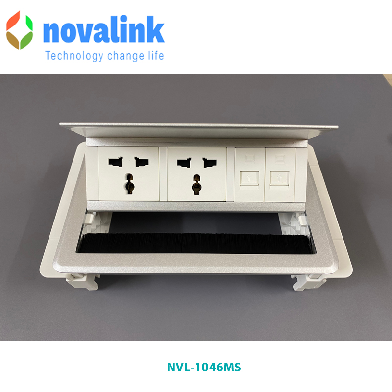 Hộp ổ điện âm bàn cao cấp Novalink NVL-1406MS màu bạc chính hãng
