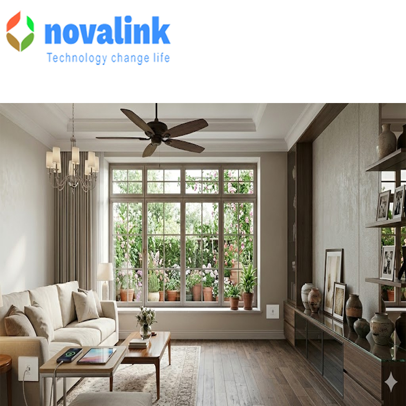 Bộ ổ cắm USB A+C &acirc;m tường 5V-3A c&ocirc;ng xuất 18W hỗ trợ sạc nhanh Quick charge Novalink