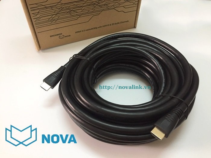 Cáp HDMI 2.0 dài 10M Novalink NV-31007 chính hãng, hỗ trợ Full HD 4K, 3D