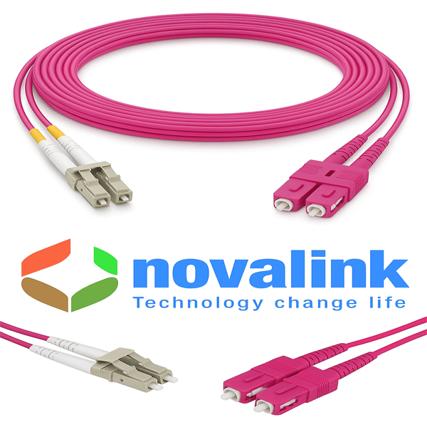 Dây nhảy quang chuẩn SC-LC Mutil Mode -OM4 Duplex dài 20m Nhãn hiệu Novalink Mã NV-61307A