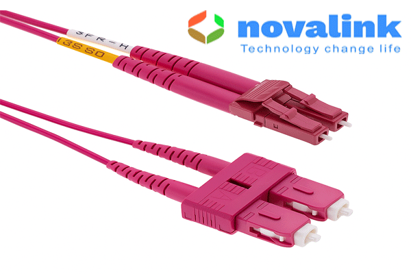 Dây nhảy quang multimode SC-LC -OM4-DX dài 25m Hãng novalink mã NV-61308A tốc độ cao 10Gb cao cấp