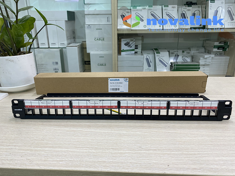 Thanh Đấu nối patch panel Novalink  24 cổng CC-06-00063  dùng cho cat5 hoặc cat6, cat6A, cat7