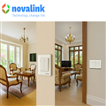 Bộ mặt công tắc đôi loại 1 chiều novalink mã A6-3  cao cấp màu trắng sứ khung nhôm 10A, 220V đến 250V