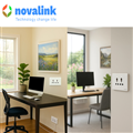 Bộ mặt hai ổ cắm 3 chấu đa năng  Novalink mã A6-20 công xuất 15A , điệp áp  220V đên 250V mầu trắng sứ dòng cao cấp