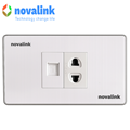 Bộ ổ cắm điện đơn 2 chấu + 1 LAN cat6 novalink NV-21002WS+ CC-04-00231 chính hãng