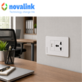 Bộ ổ cắm điện đơn 3 chấu mạng cat6 âm tường novalink NV-21003WS+M13+ CC-04-00231