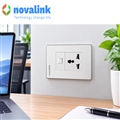 Bộ ổ cắm điện đơn 3 chấu mạng cat6 âm tường novalink NV-21003WS+M13+ CC-04-00231