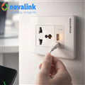 Bộ ổ cắm điện đơn 3 chấu + USB 5v-2A âm tường novalink NV-21003WS+P21-C2A