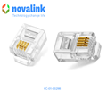 Đầu bấm điện thoại RJ11 4 pin chính hãng novalink CC-01-00298 chân mạ vàng 50U túi 50 cái cao cấp