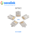 Đầu bấm điện thoại RJ12 , 6 chân chính hãng novalink CC-01-00299 túi 50 cái mạn vàng 50U cao cấp