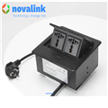 Hợp ổ điện âm bàn cao cấp novalink màu đen với 2 ổ cắm 3 chấu đa năng  mã NV-TB201B chính hãng