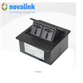 Hợp ổ điện âm bàn cao cấp novalink màu đen với 2 ổ cắm 3 chấu đa năng  mã NV-TB201B chính hãng