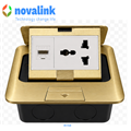 Hộp ổ điện âm sàn cao cấp Novalink NV-FS3B màu đồng với 3 ổ cắm tùy chọn