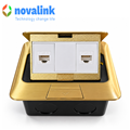 Hộp ổ điện âm sàn cao cấp Novalink NV-FS3B màu đồng với 3 ổ cắm tùy chọn