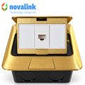 Hộp ổ điện âm sàn cao cấp Novalink NV-FS3B màu đồng với 3 ổ cắm tùy chọn