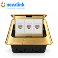 Hộp ổ điện âm sàn cao cấp Novalink NV-FS3B màu đồng với 3 ổ cắm tùy chọn