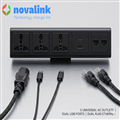 Hộp ổ điện trên mặt bàn cao cấp novalink NV-DP302UC mầu đen chính hãng