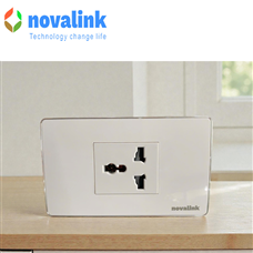 Bộ ổ cắm điện đơn 3 chấu đa năng novalink 16A cao cấp NV-21002WS + M-13 chính hãng