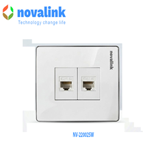Bộ Ổ Cắm Mạng Cat6 2 Cổng Âm Tường Novalink NV-22002SW Cao Cấp