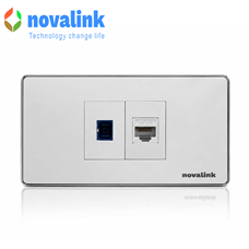 Bộ ổ cắm mạng+ Quang âm tường novalink NV-12016U+NV-21002SW chính hãng