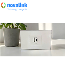 Bộ ổ cắm USB A+C âm tường 5V-3A công xuất 18W hỗ trợ sạc nhanh Quick charge Novalink