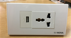 Bộ wall plate USB sạc + điện âm tường Nova