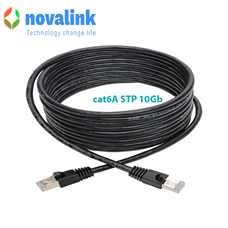 Dây cáp mạng cat6A STP Novalink dài 10m tốc độ 10gb chống nhiễu Mã NV-62109A