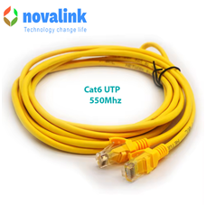 Dây nhảy mạng cat6 dài 0.5m novalink mầu vàng mã NV-21101A, tiết diện 24AWG băng thông 550Mhz tốc độ 1Gbps