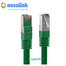Dây nhảy mạng cat6A STP dài 2m Novalink mã  NV-63104A màu xanh greeen tiết diện 24AWG, 550mhz tốc độ 10Gbps