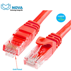Dây nhảy patch cord cat6 dài 2m mầu đỏ Novalink  NV-24004A chính hãng 550MHZ