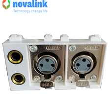 Hạt ổ cắm 2 jack canon+ 2 audio 6.5 hãng novalink mã NV-2CA2UV chính hãng