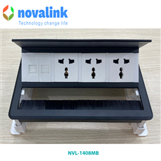 Hộp ổ điện âm bàn Novalink NVL-1408MB màu đen với 8 modules cao cấp