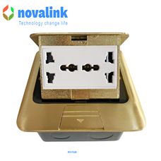 Hộp ổ điện âm sàn cao cấp Novalink NV-FS3B màu đồng với 3 ổ cắm tùy chọn