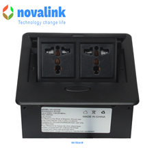 Ổ Cắm Điện Âm Bàn Novalink NV-TB201B Màu Đen Chính Hãng (2 Ổ Điện 3 Chấu Đa Năng 16A