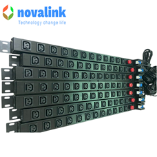 Thanh nguồn 16 ổ cắm C13 lắp dọc novalink mã NV-66214A công xuất 32A chính hãng