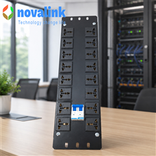 Thanh nguồn PDU 16 ổ cắm Novalink NV-66213A MCB 32A  Giải pháp cấp nguồn an toàn cho tủ mạng, tủ rack